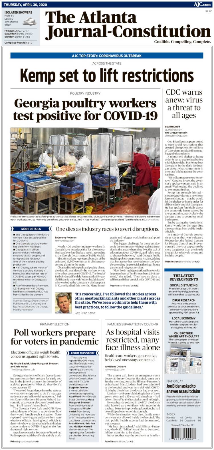 Portada de The Atlanta Journal-Constitution (USA)