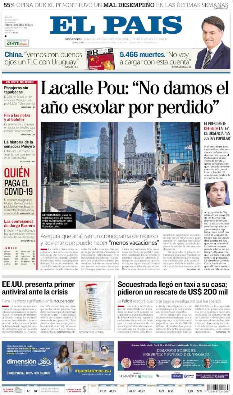 Portada de El País (Uruguay)