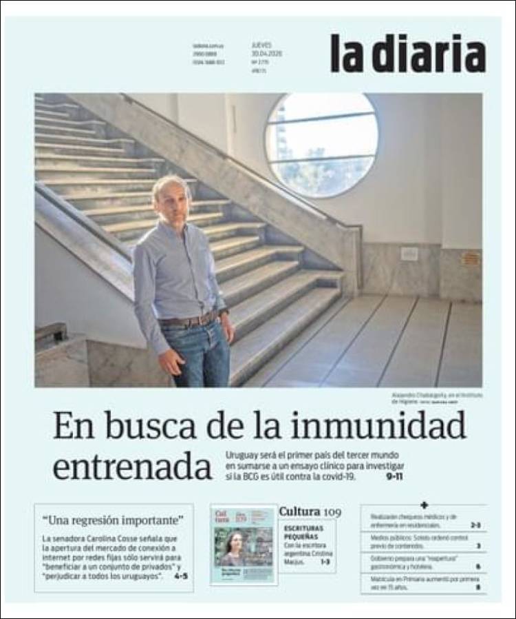 Portada de La Diaria (Uruguay)