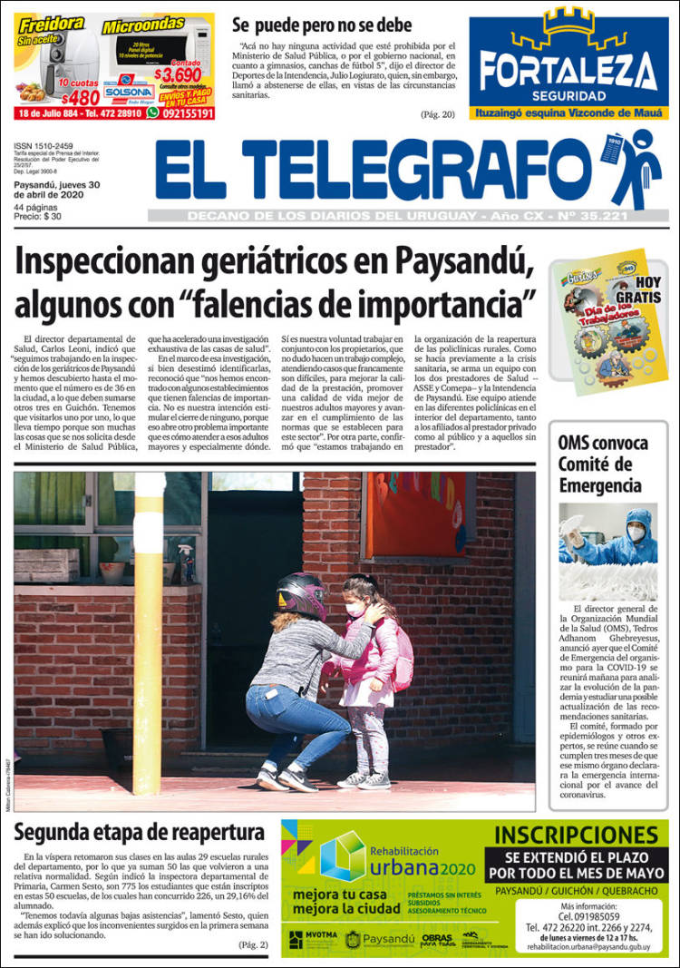 Portada de El Telégrafo (Uruguay)