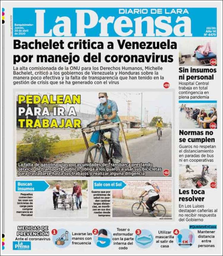 Portada de La Prensa de Lara (Venezuela)