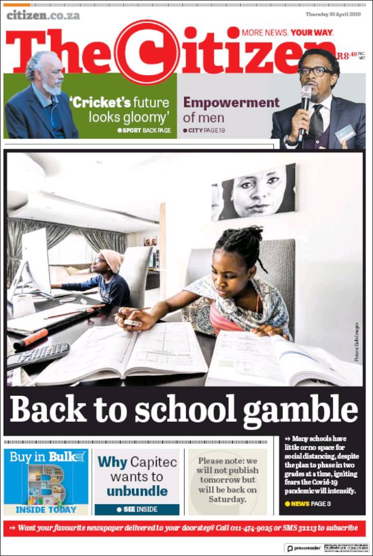 Portada de The Citizen (Sud&aacute;frica)