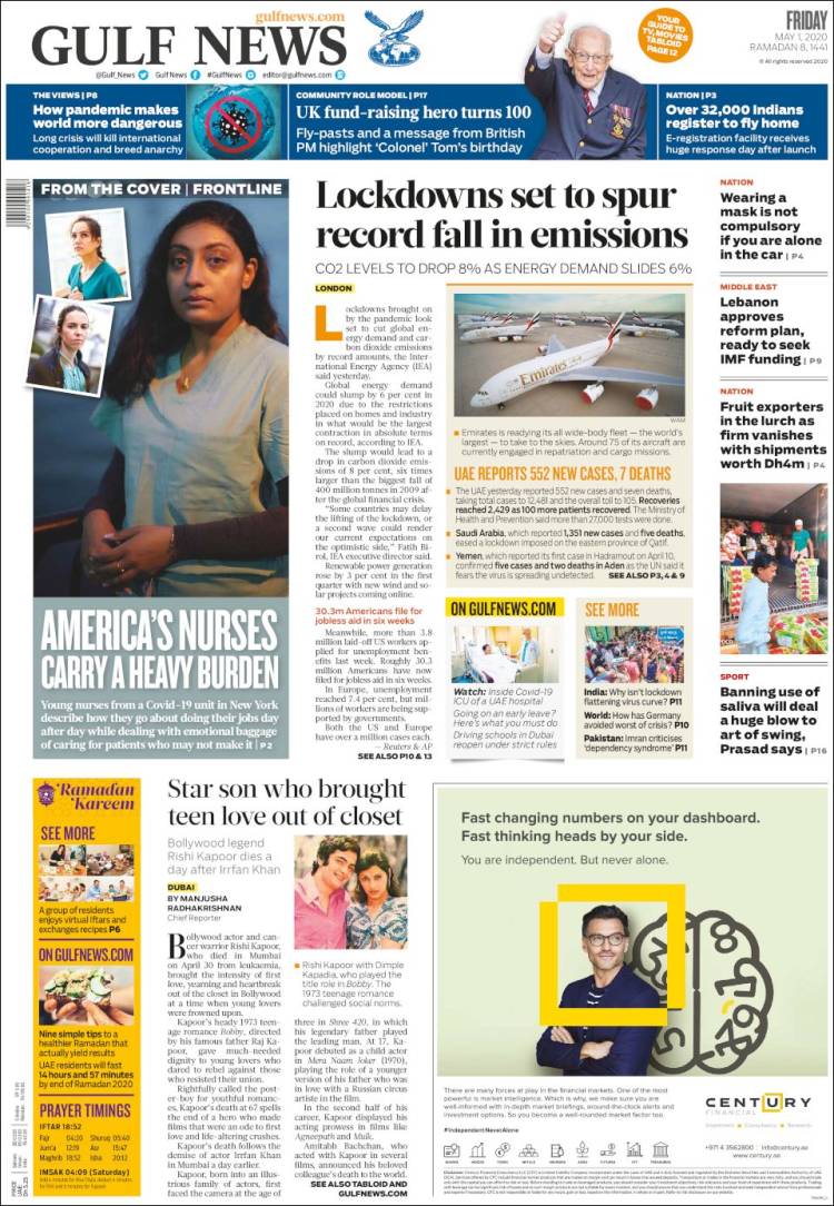 Portada de Gulf News (Asia-Pacífico)