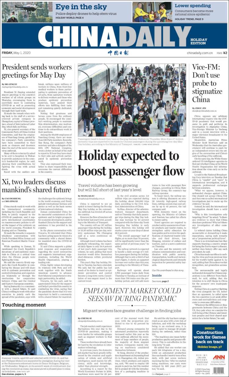Portada de China Daily (China)