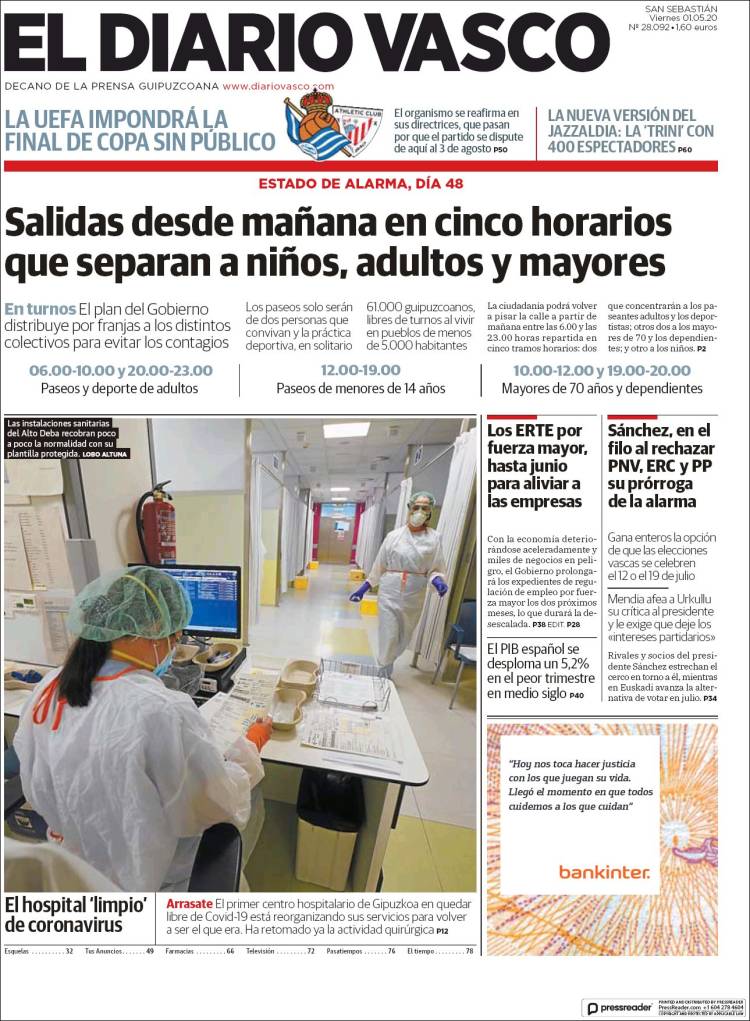 Portada de Diario Vasco (España)