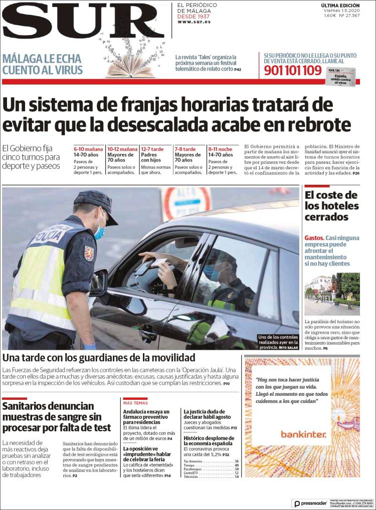 Portada de Diario el Sur (España)