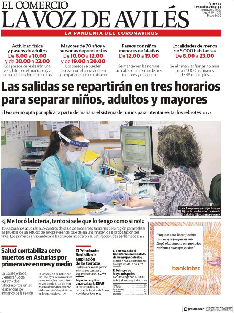 Portada de El Comercio - Avilés (España)