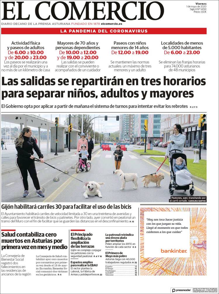 Portada de El Comercio - Gijón (España)