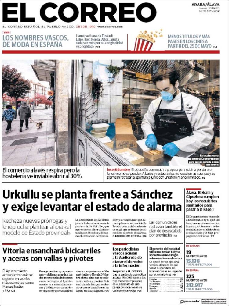 Portada de El Correo - Álava (España)