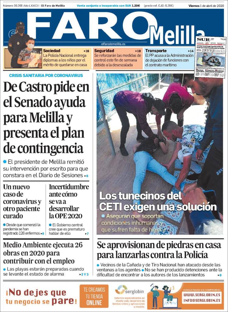 Portada de El Faro de Melilla (España)