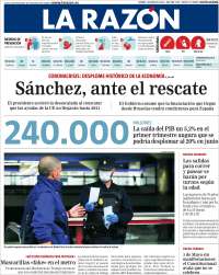 Portada de La Razón (España)