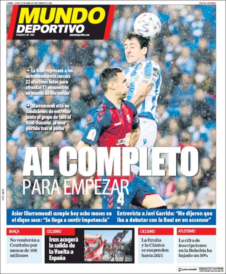 Portada de Mundo Deportivo Gipuzkoa (España)