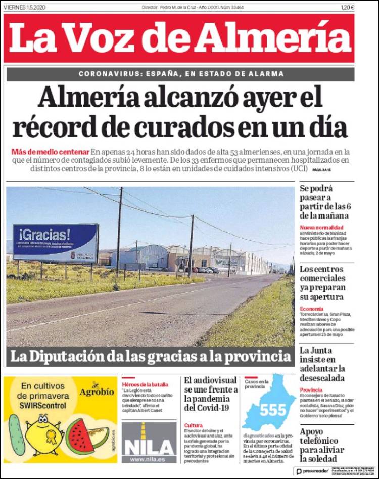 Portada de La Voz de Almería (España)