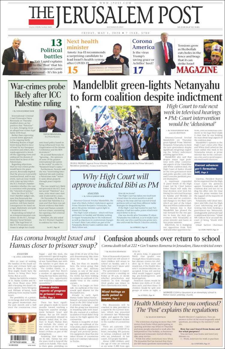 Portada de The Jerusalem Post (Israel)