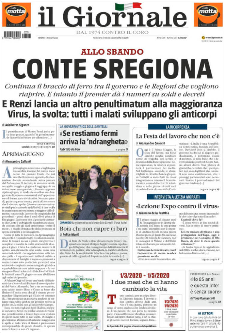 Portada de il Giornale (Italia)