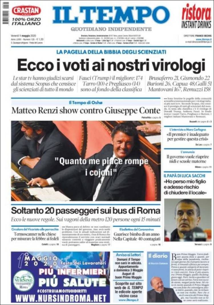 Portada de Il Tempo (Italia)