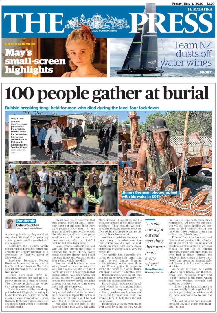 Portada de The Press (Nueva Zelanda)