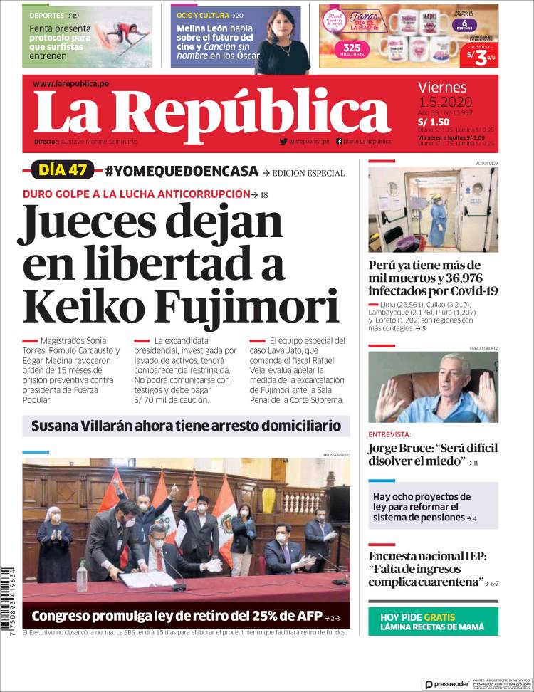 Portada de La Republica (Perú)