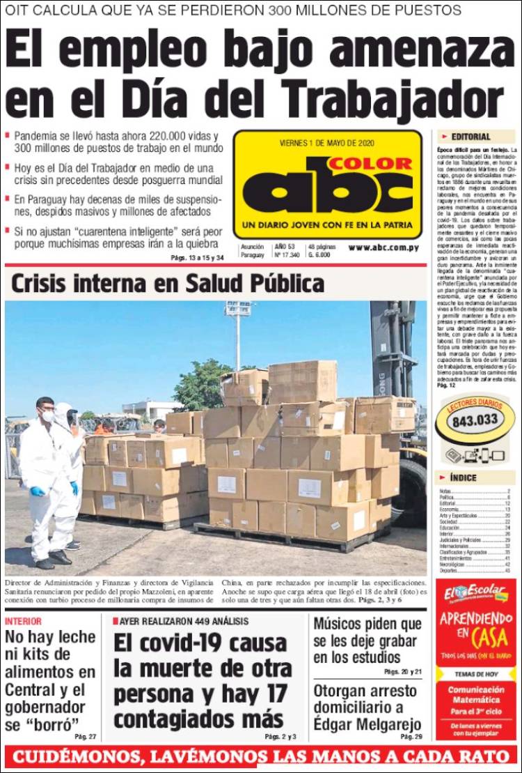 Portada de ABC Color (Paraguay)