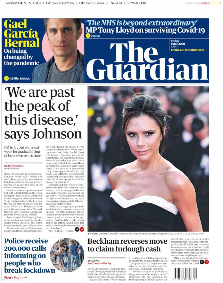 Portada de The Guardian (Reino Unido)