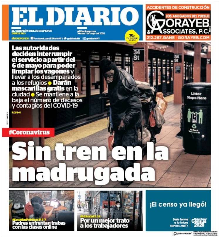 Portada de El Diario NY (USA)