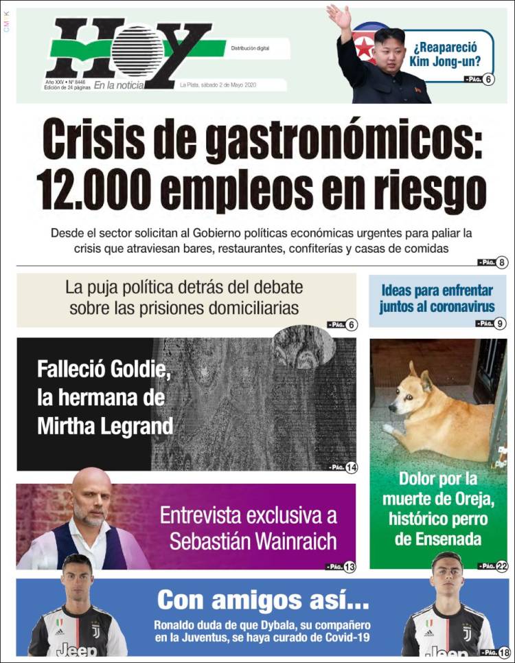 Portada de Diario Hoy (Argentina)