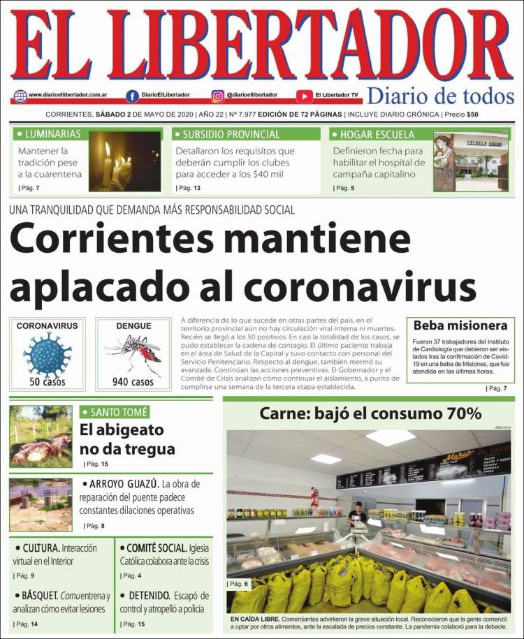 Portada de Diario El Libertador (Argentina)