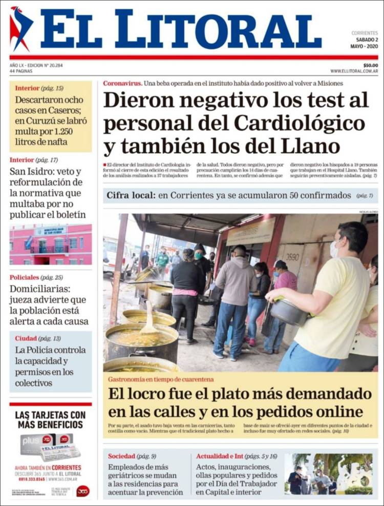 Portada de El Litoral Corrientes (Argentina)