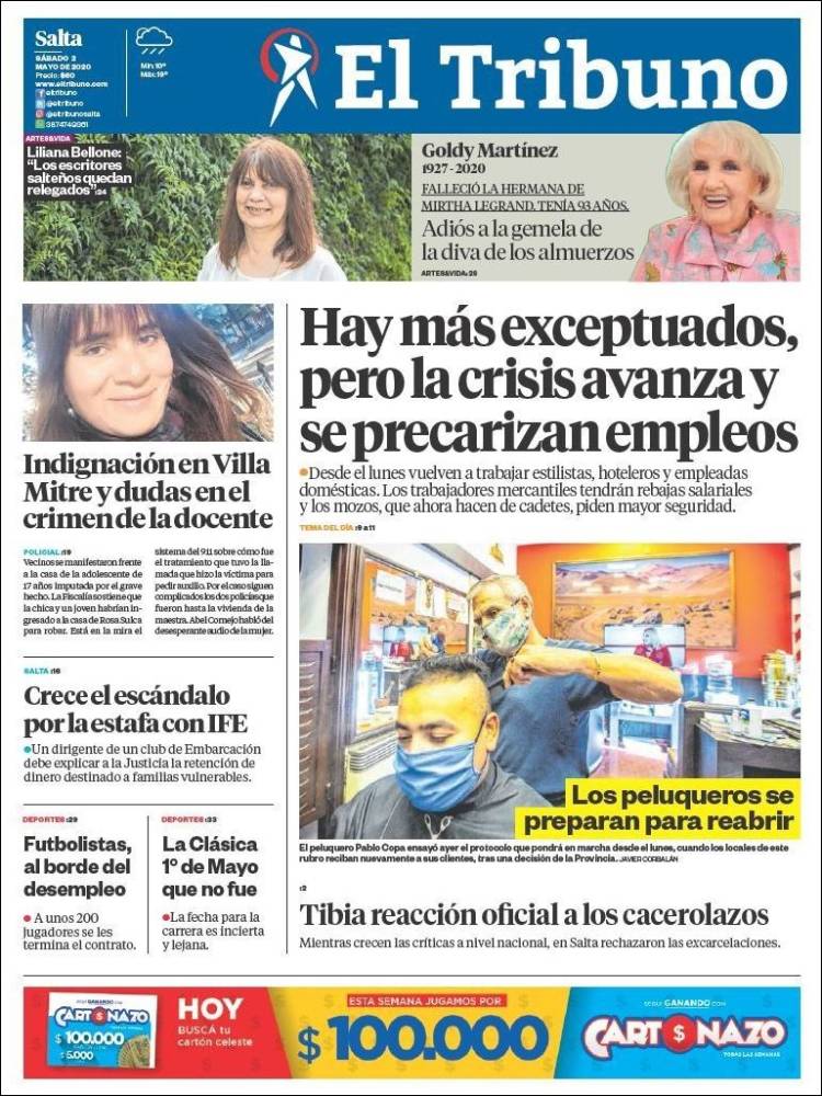 Portada de El Tribuno - Salta (Argentina)