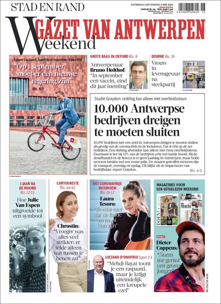 Portada de Gazet van Antwerpen (B&eacute;lgica)