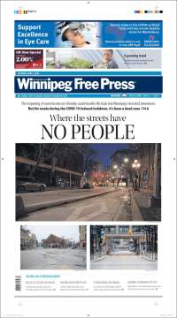 Portada de Winnipeg Free Press (Canadá)