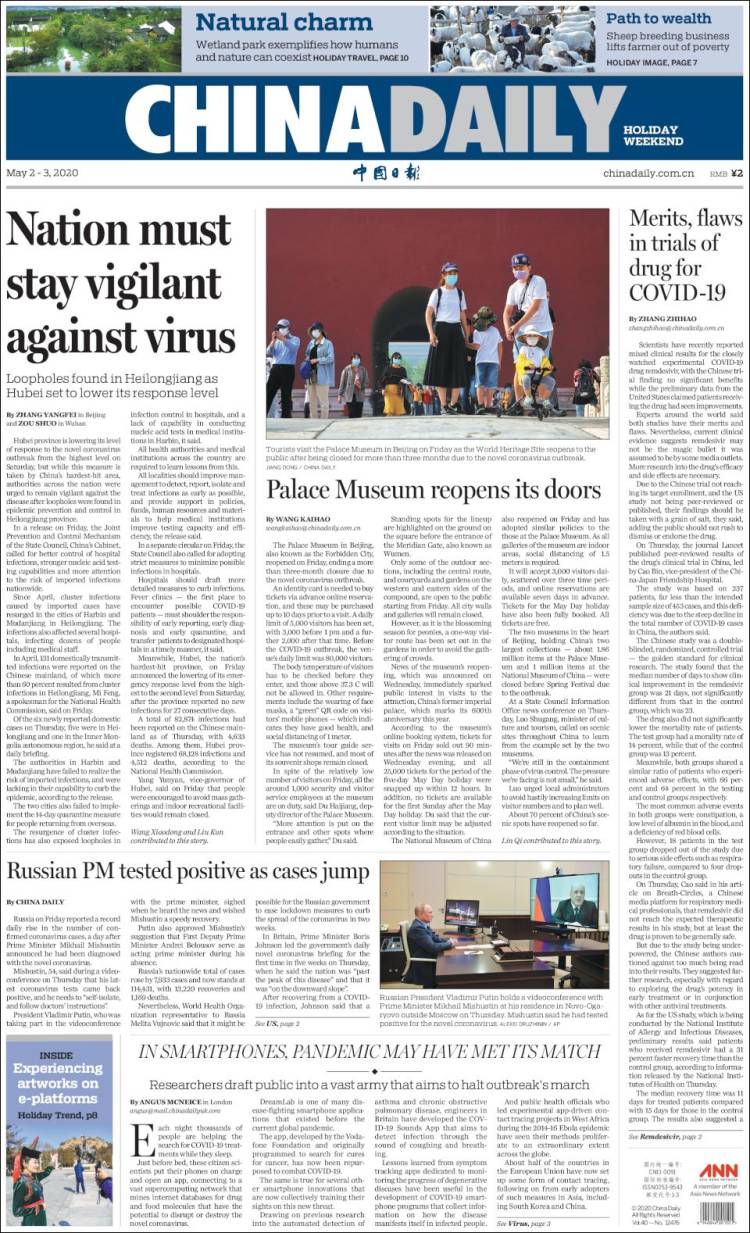 Portada de China Daily (China)