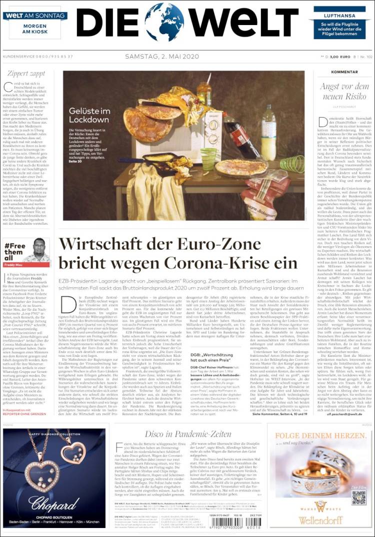Portada de Die Welt (Alemania)