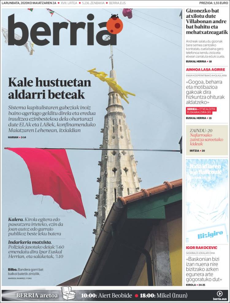 Portada de Berria (Spain)