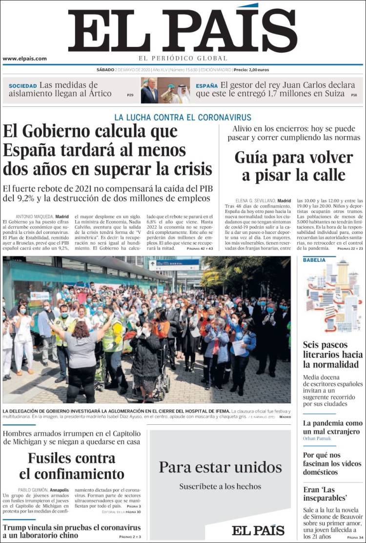 Portada de El País (Spain)