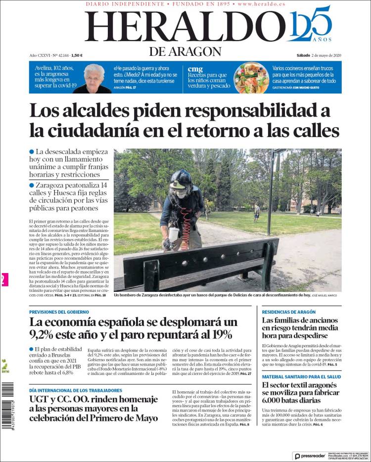 Portada de Heraldo de Aragón (Spain)