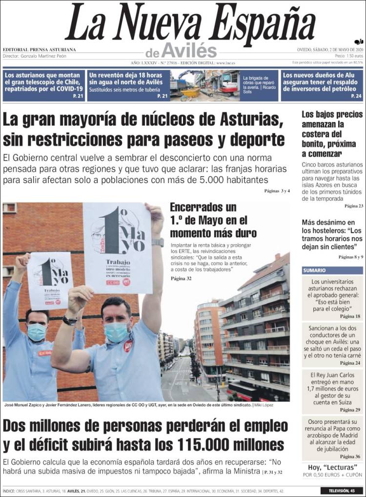 Portada de La Nueva España - Avilés (Spain)