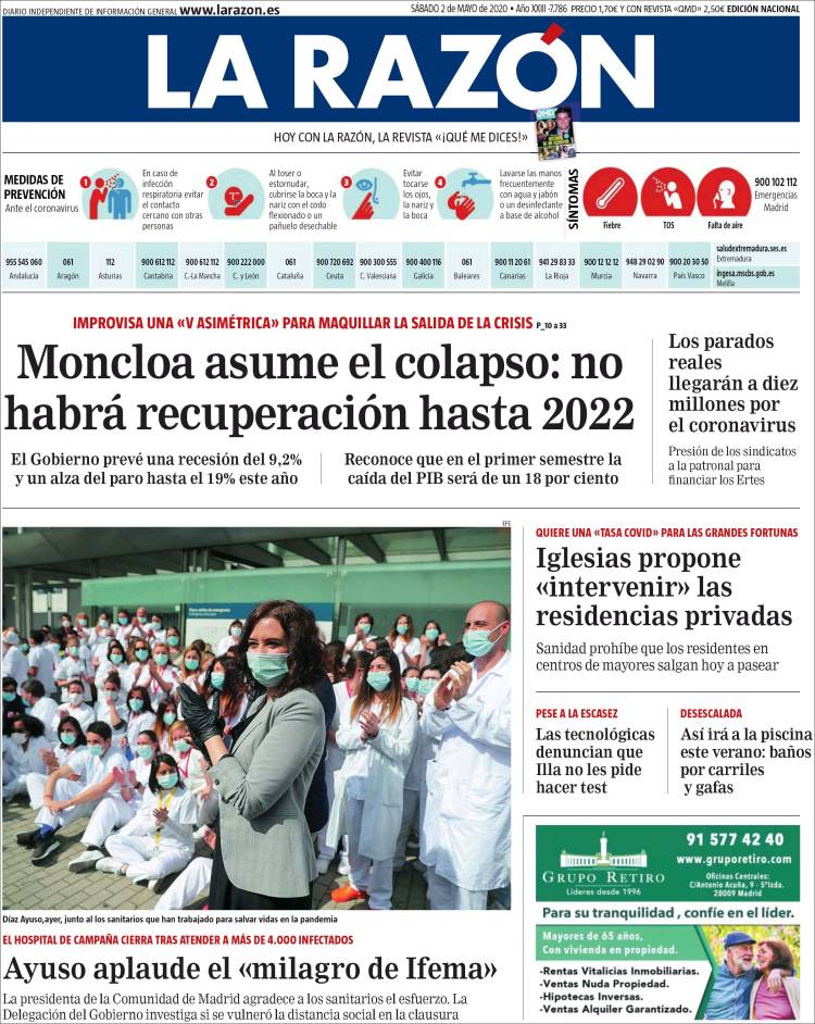 Portada de La Razón (Spain)
