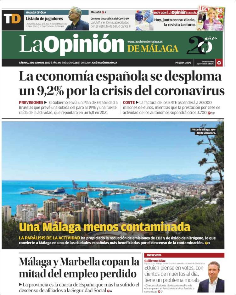Portada de La Opinión de Málaga (Spain)