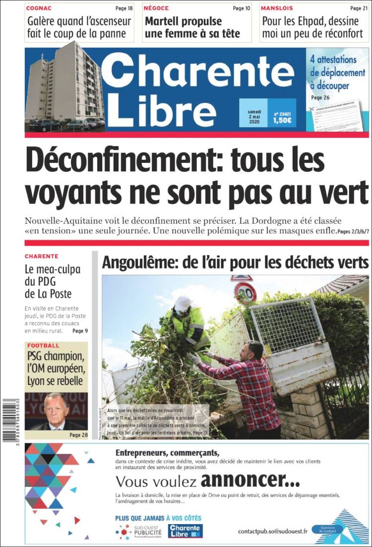 Portada de Charente Libre (Francia)