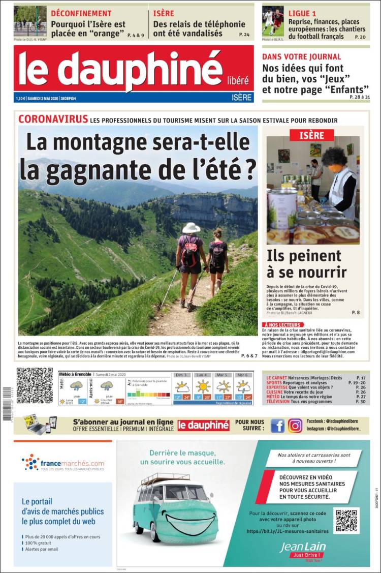 Portada de Le Dauphiné Libéré (Francia)