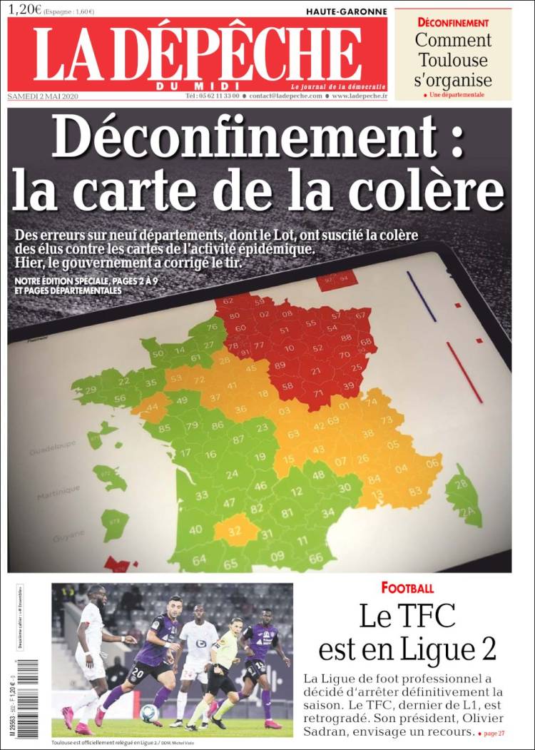 Portada de La Dépêche du Midi (Francia)