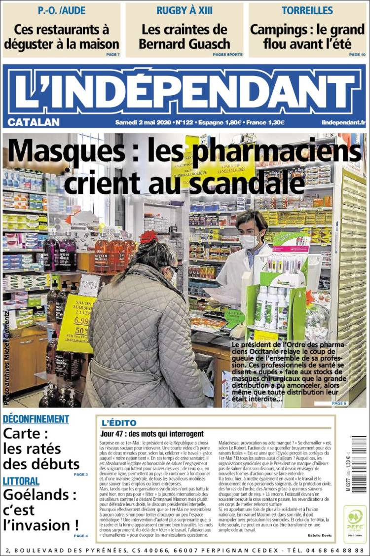 Portada de Le Indépendant (Francia)