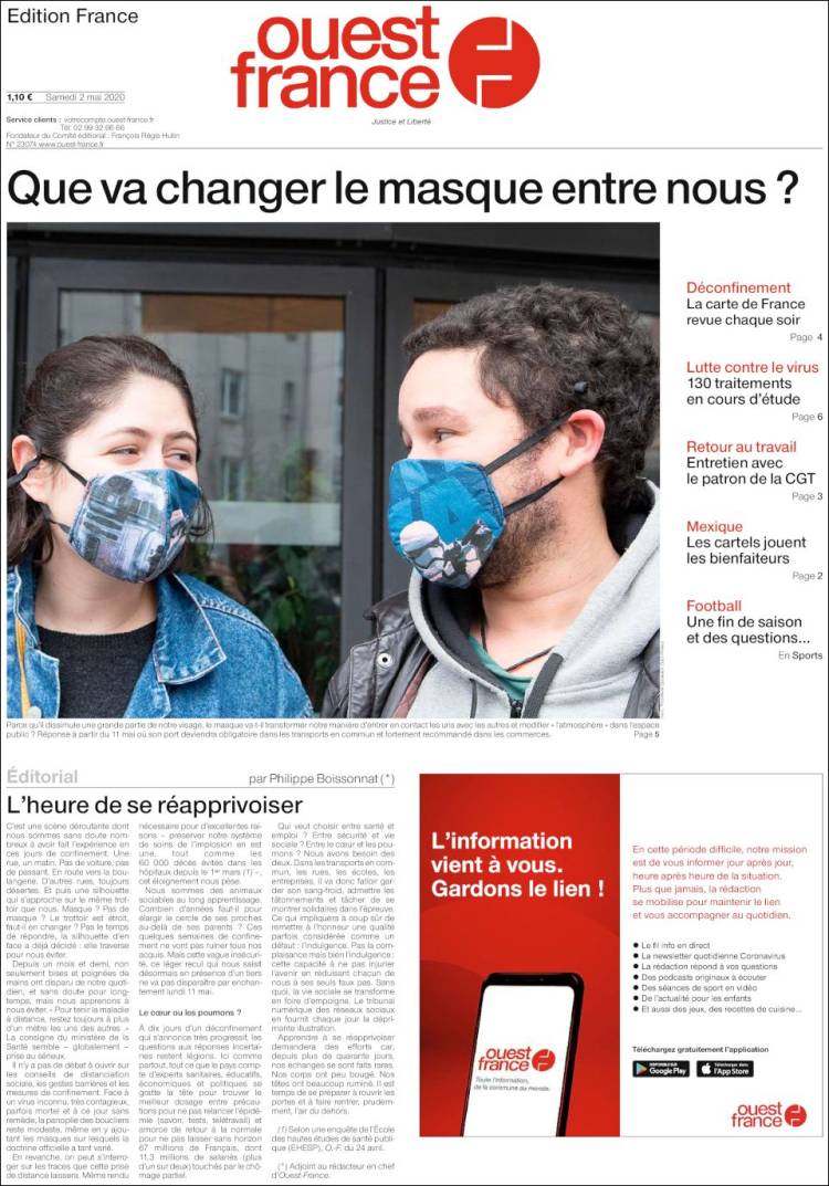 Portada de Ouest France (Francia)