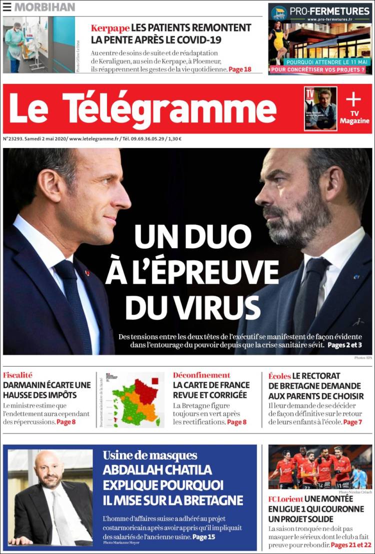 Portada de Télégramme (Francia)