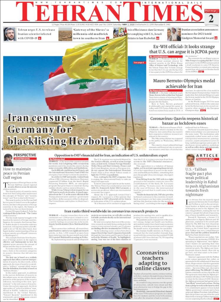 Portada de TehranTimes (Ir&aacute;n)