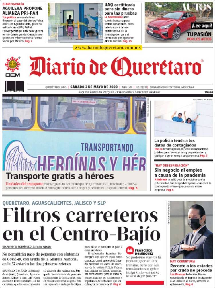 Portada de Diario de Querétaro (M&eacute;xico)
