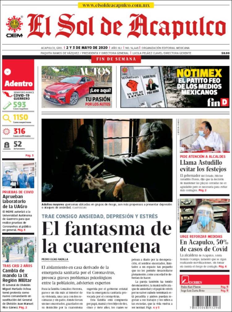 Portada de El Sol de Acapulco (M&eacute;xico)