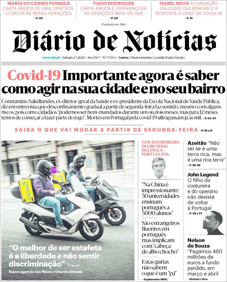 Portada de Diário de Noticias (Portugal)