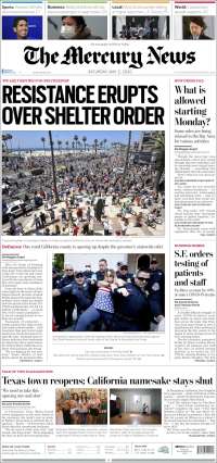 Portada de San Jose Mercury News (USA)